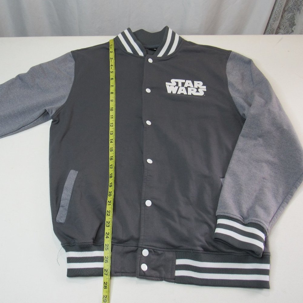 Star Wars Movie Logo Varsity Jacket Men’s Casual Long Sleeve Size Large Gray - Picture 9 of 10
